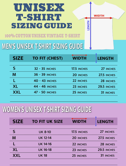 Famous Forever vintage washed t-shirt size chart