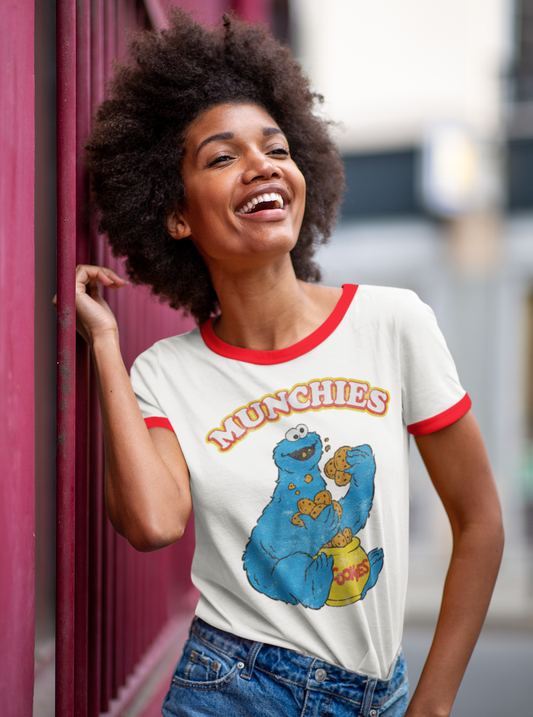 Sesame Street Cookie Monster Munchies Ringer T-Shirt - Womens