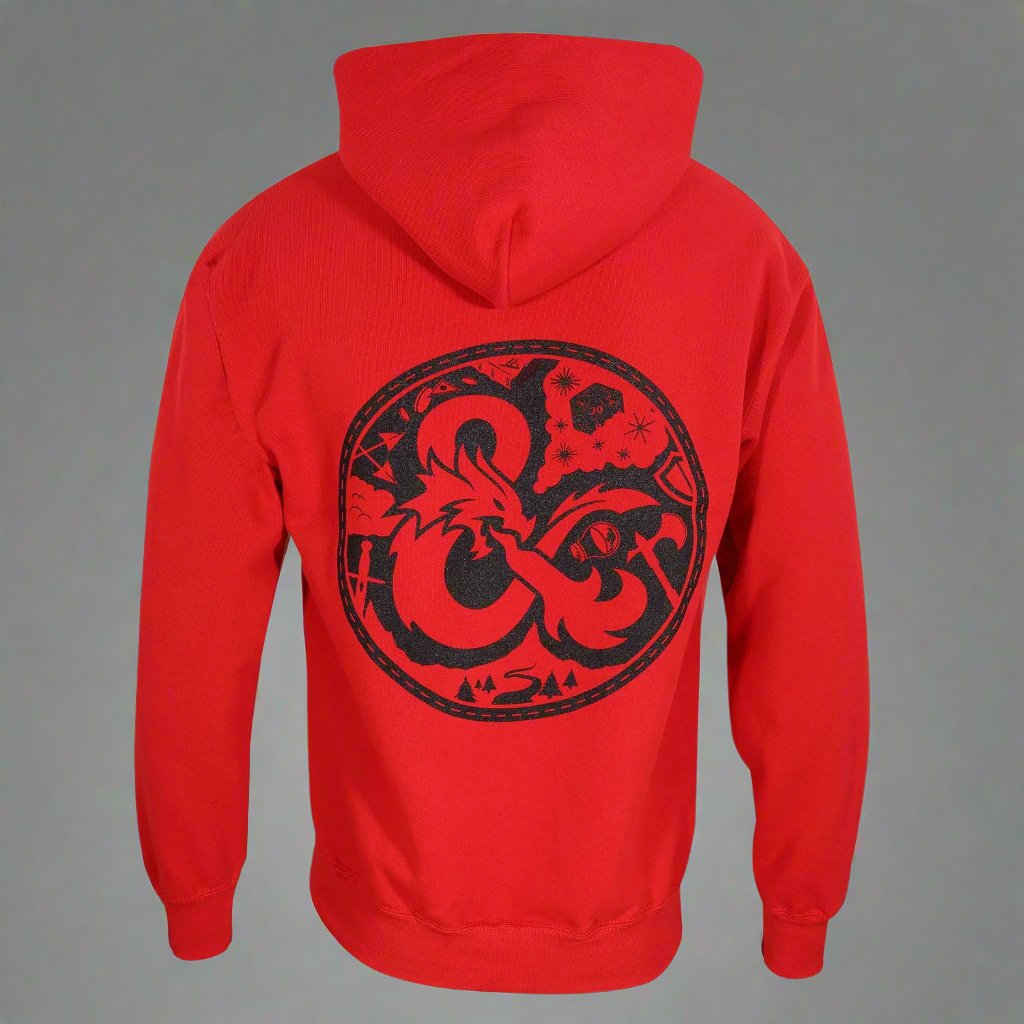 Dungeons And Dragons Logo Red Pullover Hooded Sweatshirt