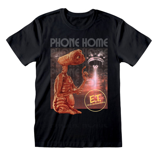 E.T. 80s Movie Phone Home Black T-Shirt - Men's/Unisex