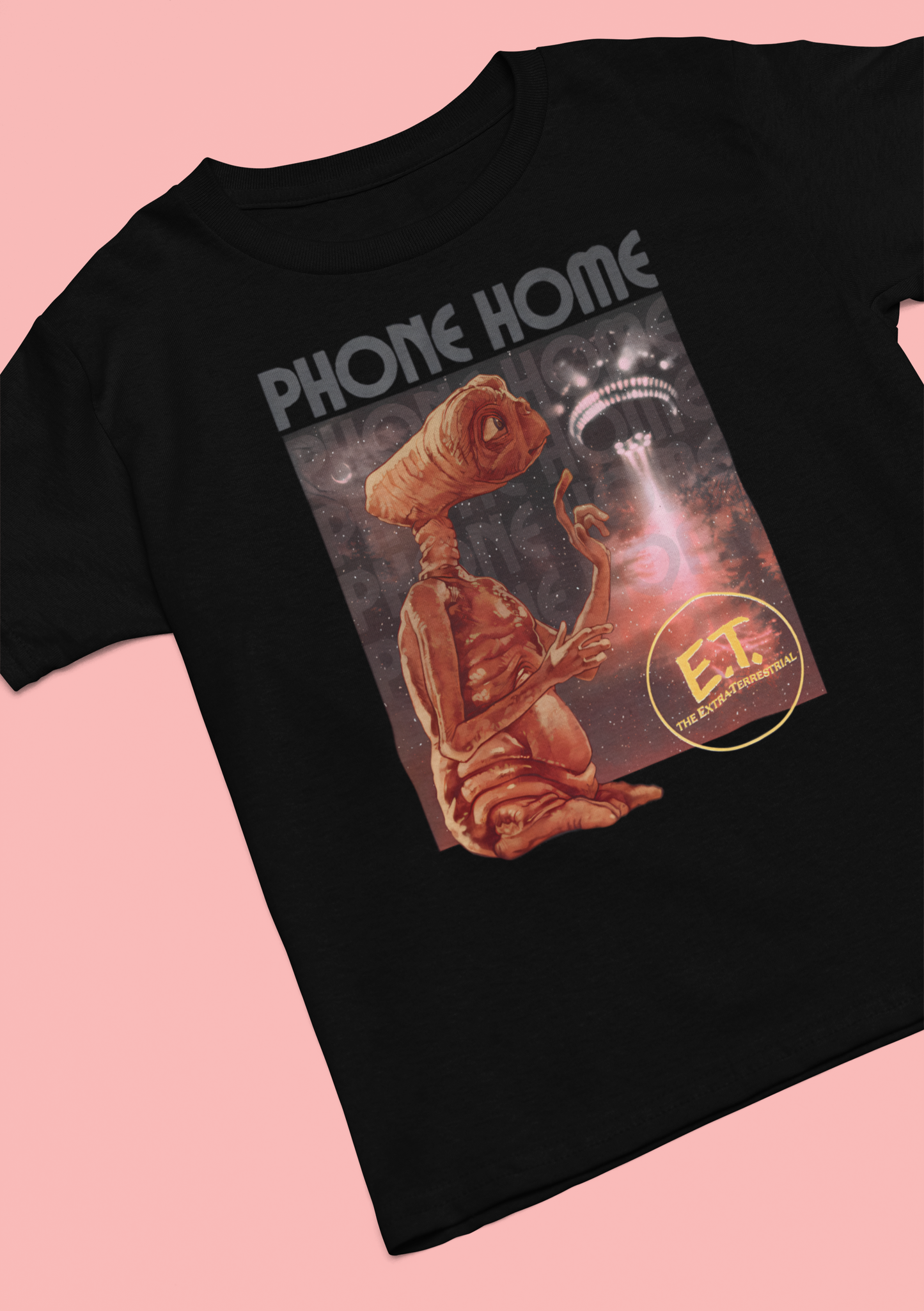 E.T. 80s Movie Phone Home Black T-Shirt - Men's/Unisex