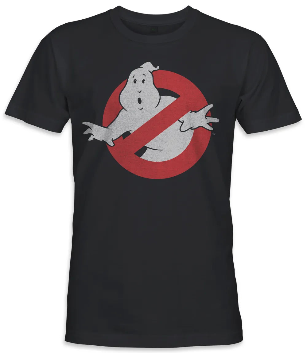 Unisex short sleeve black t-shirt featuring official Sony Ghostbusters Movie logo design / Retro Tees
