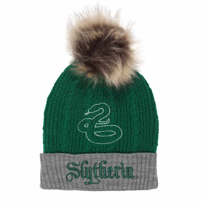 Harry Potter Slytherin House Fur Pom Pom Beanie