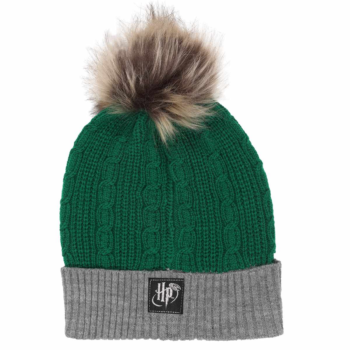 Harry Potter Slytherin House Fur Pom Pom Beanie