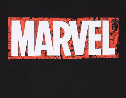 Marvel Comics Logo Overlay Black T-Shirt - Men's/Unisex