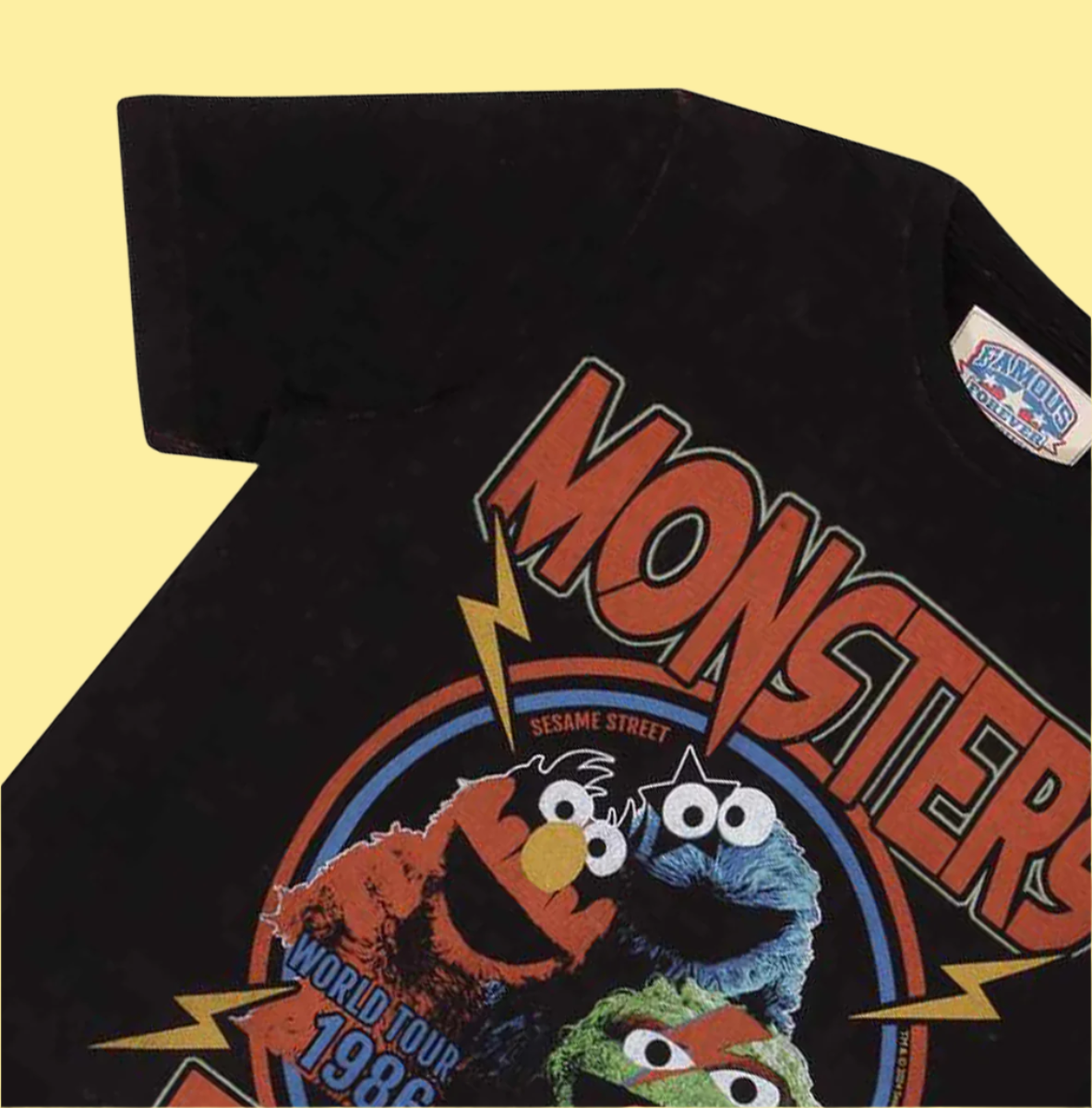 Sesame Street - Monsters Of Rock Vintage Washed T-shirt by Famous Forever