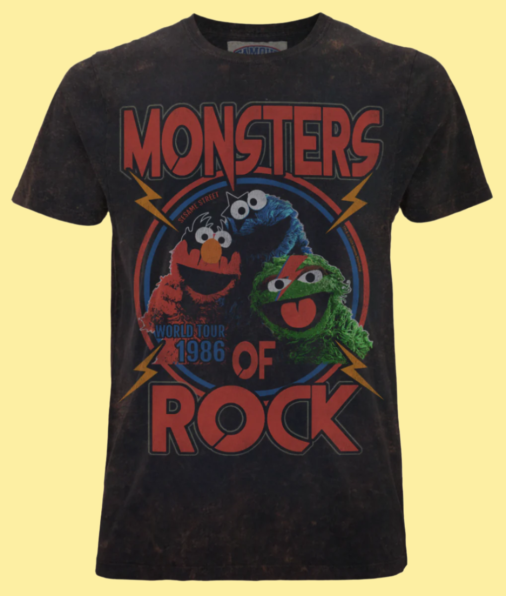 Sesame Street - Monsters Of Rock Vintage Washed T-shirt by Famous Forever