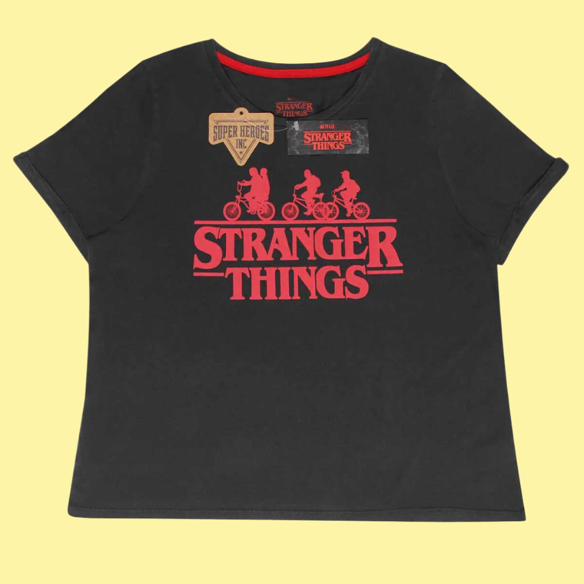 Stranger Things Bike Cropped Acid Wash T-Shirt