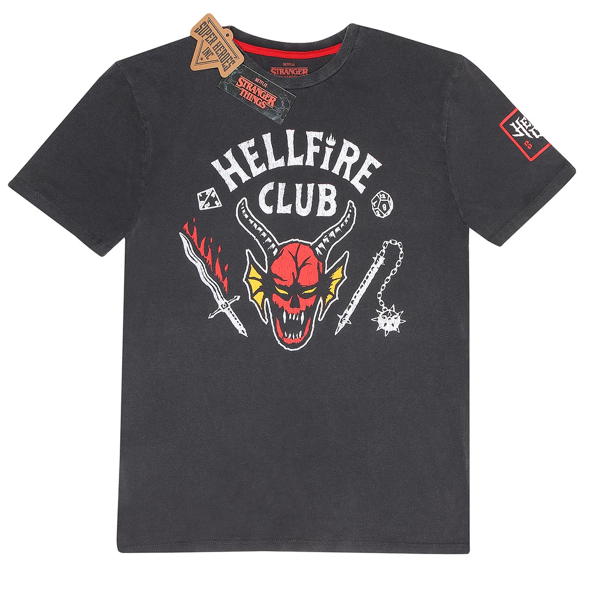 Stranger Things Hellfire Crest Acid Wash Unisex T-shirt