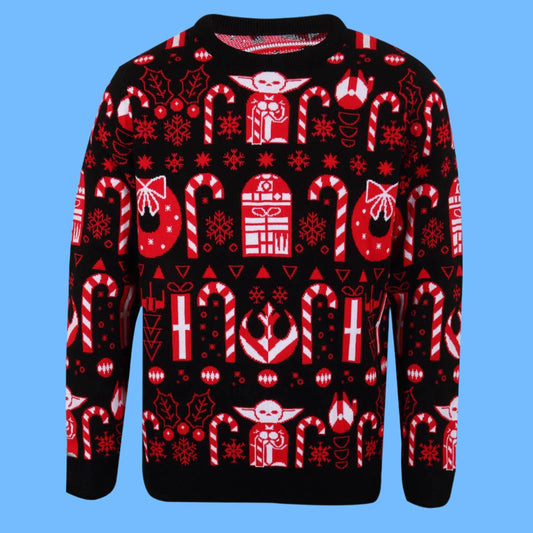 Star Wars: The Mandalorian - Candy Cane - Christmas Knitted Jumper