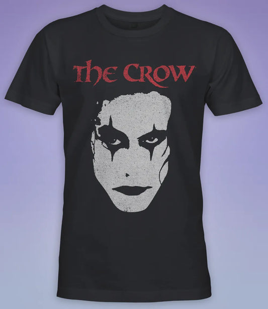 Unisex short sleeve black t-shirt featuring official 90s movie The Crow Brandon Lee Face design / Retro Tees