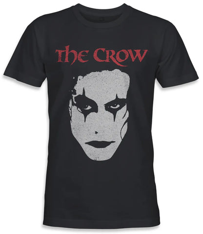 Unisex short sleeve black t-shirt featuring official 90s movie The Crow Brandon Lee Face design / Retro Tees