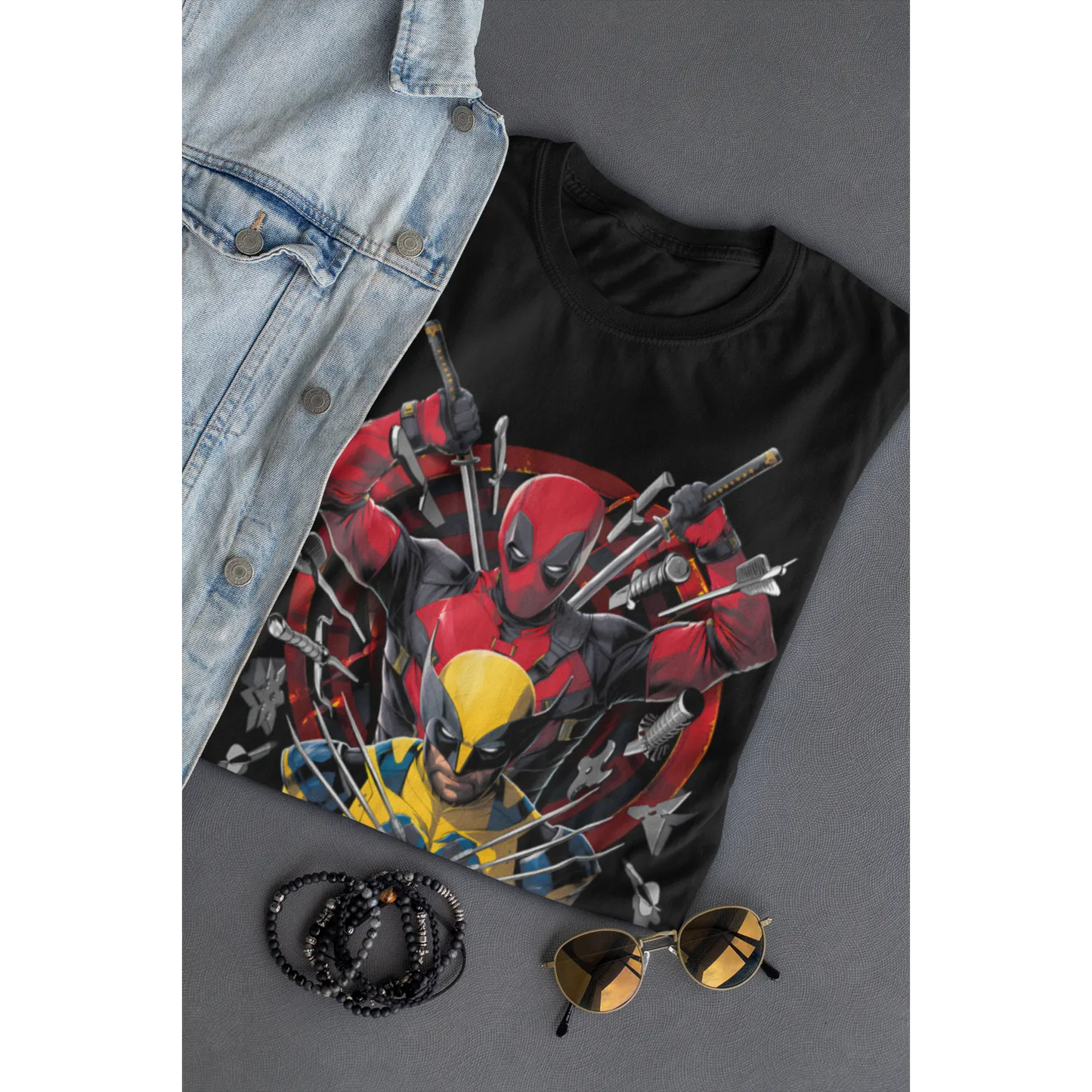 Marvel Comics Deadpool & Wolverine Weapons Action T-Shirt - Men's/Unisex
