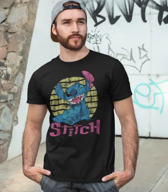 Lilo & Stitch Vintage Distressed Style Stitch T-Shirt - Men's/Unisex