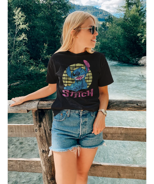 Lilo & Stitch Vintage Distressed Style Stitch T-Shirt - Women's